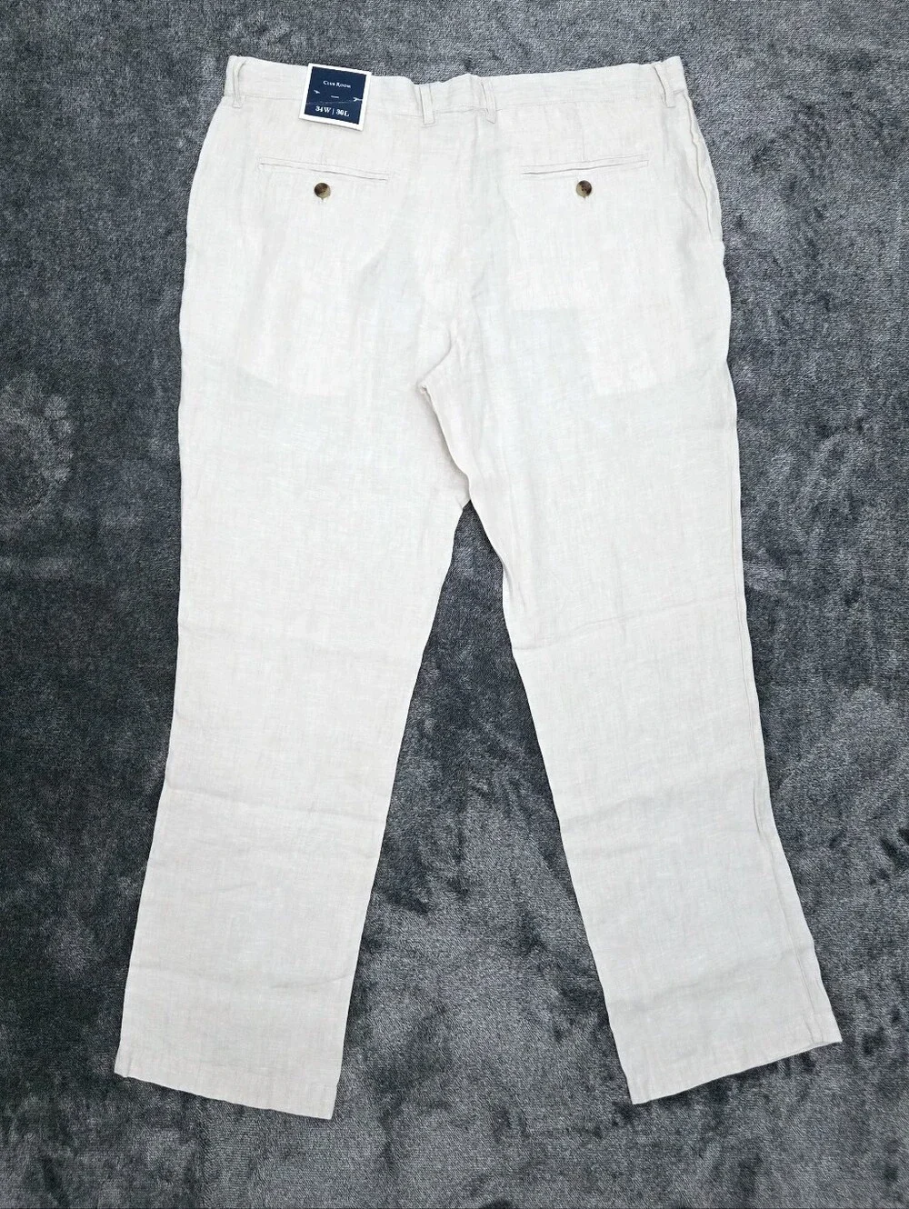 CLUB ROOM Luxury Pants Men's 36x30 Classic Flat Front 100 Linen Beige Resortwear